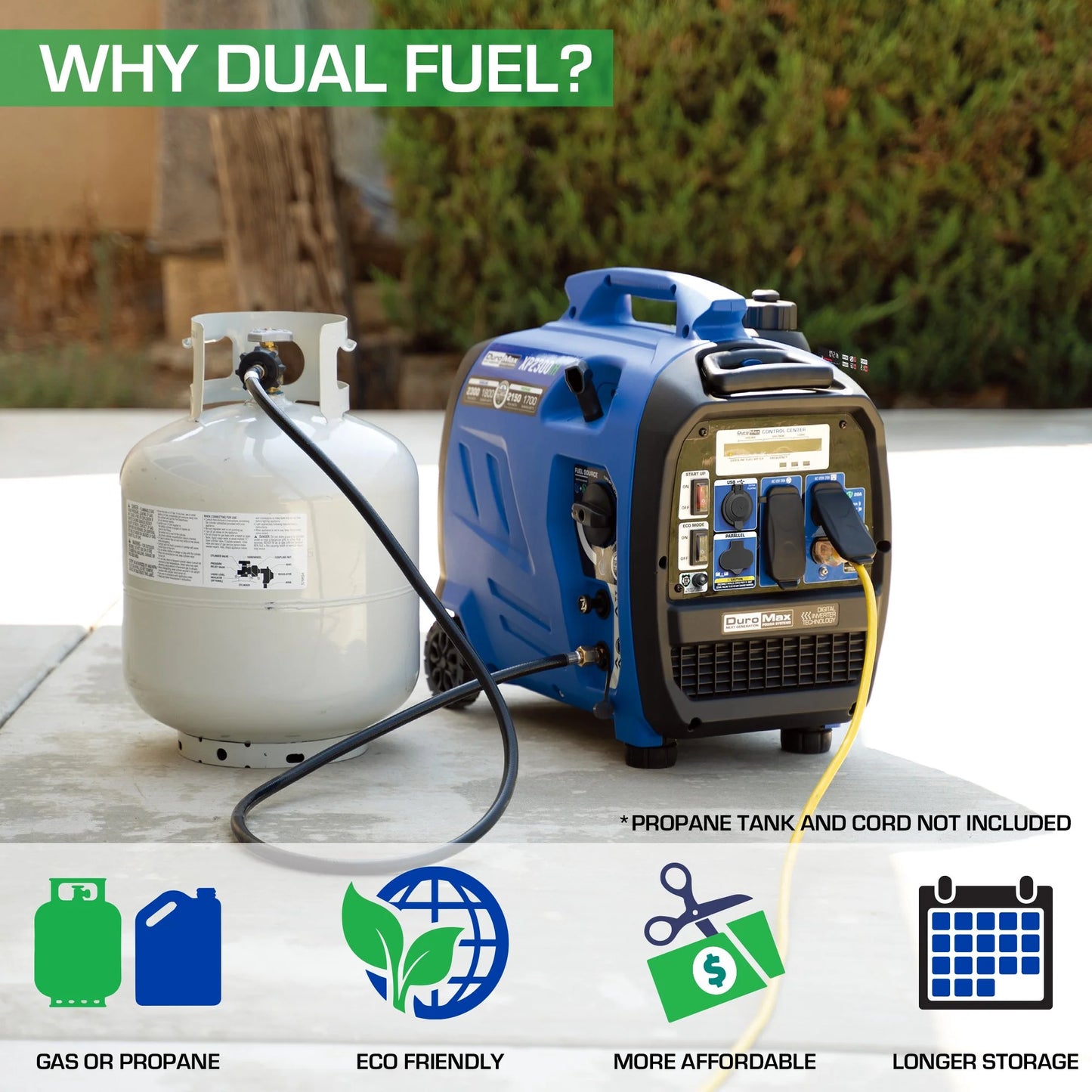 DuroMax 2,300 Watt Dual Fuel Portable Digital Inverter Generator 50-State